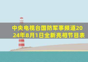 中央电视台国防军事频道2024年8月1日全新亮相节目表