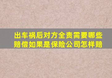 出车祸后对方全责需要哪些赔偿如果是保险公司怎样赔