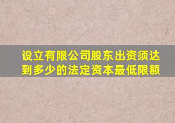 设立有限公司股东出资须达到多少的法定资本最低限额