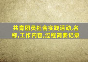 共青团员社会实践活动,名称,工作内容,过程简要记录
