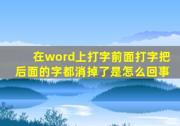 在word上打字前面打字把后面的字都消掉了是怎么回事