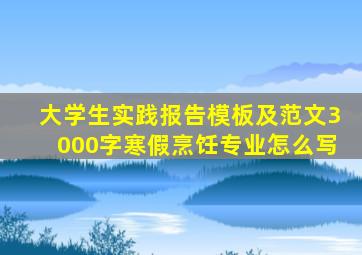 大学生实践报告模板及范文3000字寒假烹饪专业怎么写