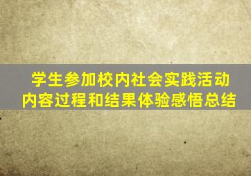 学生参加校内社会实践活动内容过程和结果体验感悟总结