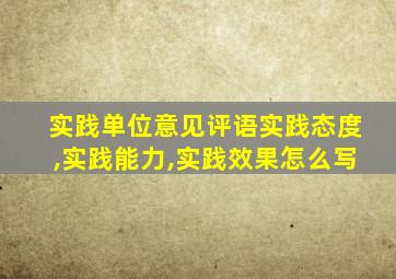 实践单位意见评语实践态度,实践能力,实践效果怎么写