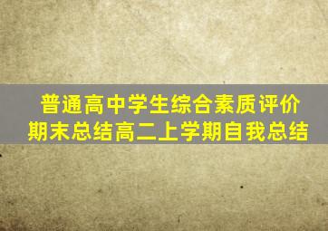 普通高中学生综合素质评价期末总结高二上学期自我总结