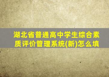 湖北省普通高中学生综合素质评价管理系统(新)怎么填