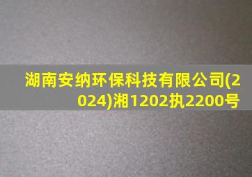 湖南安纳环保科技有限公司(2024)湘1202执2200号