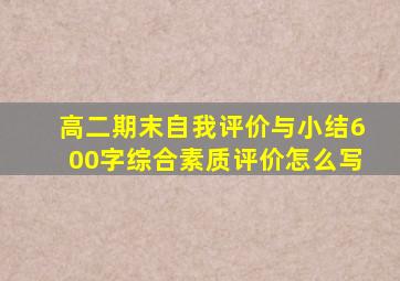 高二期末自我评价与小结600字综合素质评价怎么写